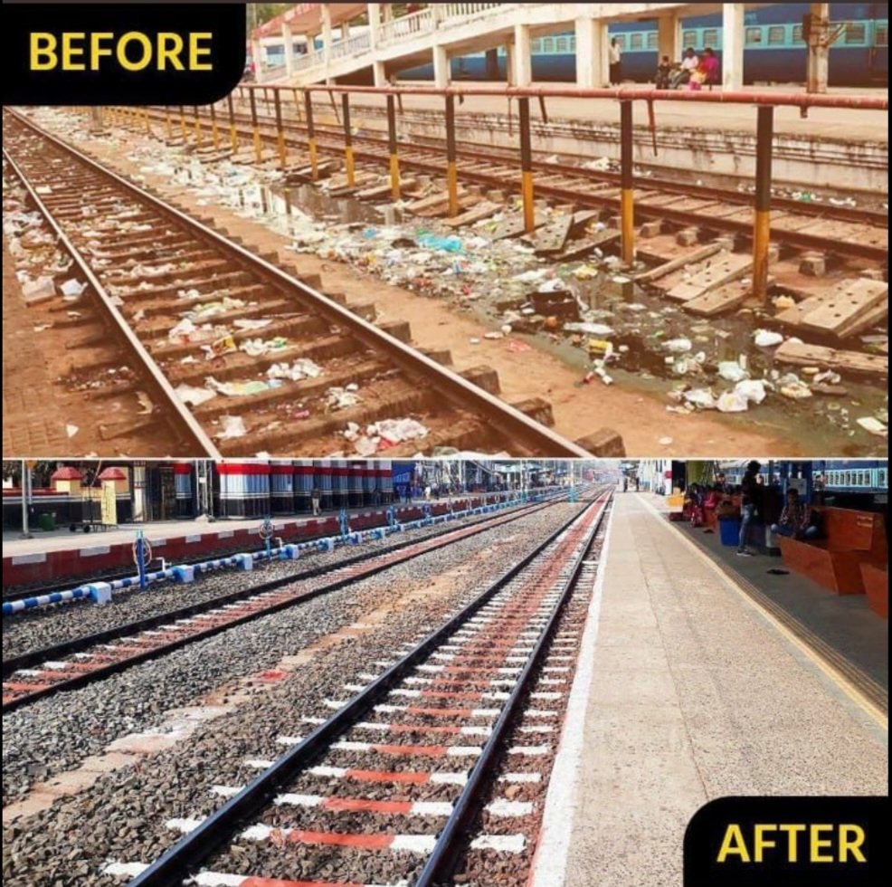 रेल में स्वच्छता और सुधार आदरणीय प्रधानमंत्री @narendramodi जी के नेतृत्व में @sureshpprabhu जी के रेलमंत्री बनने से पहले और बाद का फर्क साफ है। @blsanthosh #SwachhRailSwachhBharat