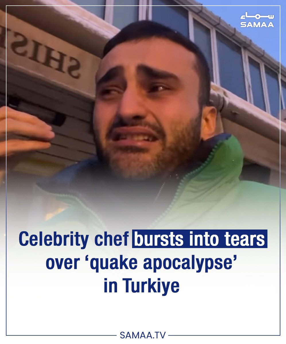 SamaaEnglish's tweet photo. #Turkishchef and internet celebrity #BurakÖzdemir, known as CZN Burak, burst into tears while talking about the devastation caused by the #earthquake in Turkiye, and appealed to people for help.
https://t.co/euYowOYOJo https://t.co/0NaUnCLolg