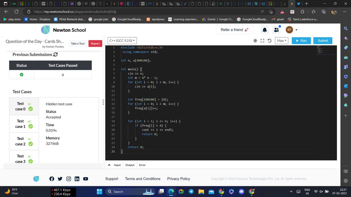 Keshavp05034410's tweet image. Today I have solved Cards Shuffle
#language_used
#Day22 of #30daysofcode 
@everydaycoders

#community #coding #programming #competitiveprogramming #codingchallenge #dsa #bubbleupcommunity #bubbleupcommunity