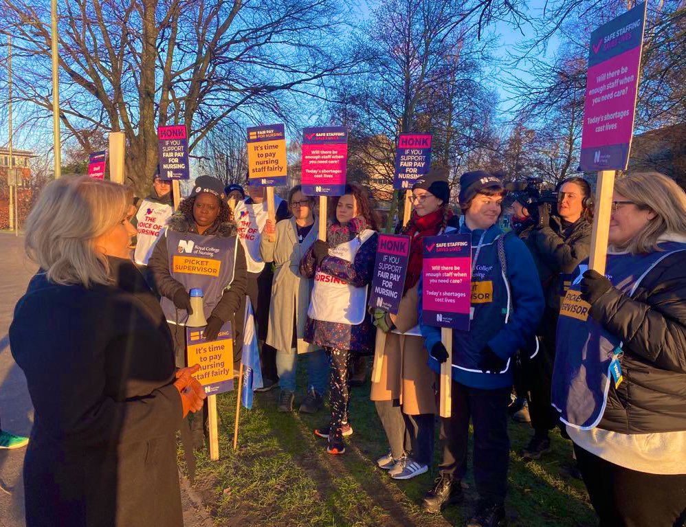 Charlotte Hall RN (@charlottenhsrn) on Twitter photo Empowering to have nurse leader <a href="/patcullen9/">Pat Cullen MP</a> at <a href="/gloshospitals/">Gloucestershire Hospitals NHS Foundation Trust</a> picket line! She listens, hears & advocates what nurses feel. Unfair pay is a key factor to chronic staff shortages, meaning we are unable to provide the safe & effective care we want to give to patients. #RCNStrike Empowering to have nurse leader <a href="/patcullen9/">Pat Cullen MP</a> at <a href="/gloshospitals/">Gloucestershire Hospitals NHS Foundation Trust</a> picket line! She listens, hears & advocates what nurses feel. Unfair pay is a key factor to chronic staff shortages, meaning we are unable to provide the safe & effective care we want to give to patients. #RCNStrike
