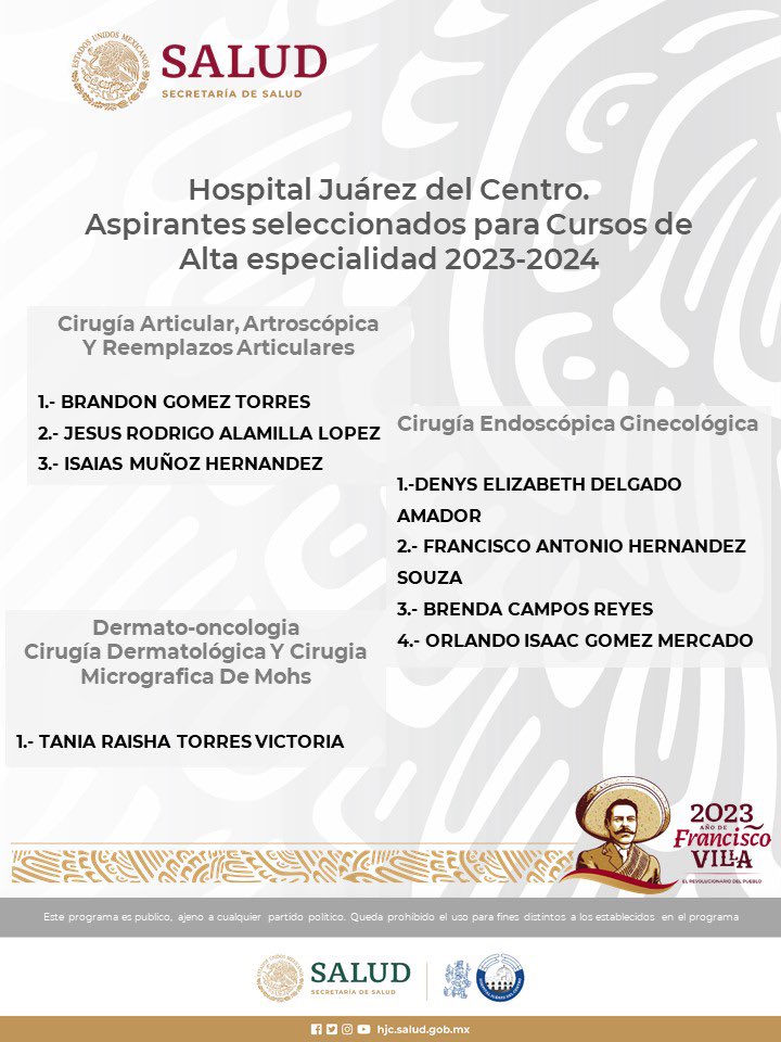 HJCentro's tweet photo. Publicación de resultados.
Aspirantes seleccionados a los cursos de alta especialidad en esta unidad médica.
Más información vía inbox o al teléfono 5520003400 ext 54838 o al correo electrónico ensenanzahjc@gmail.com https://t.co/H11hADCaHG