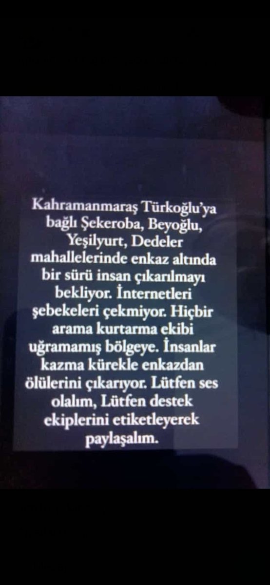Apo (@apobeenn) on Twitter photo ARKADAŞLAR YARDIMM ACİL !!!
<a href="/ahbap/">Ahbap</a> <a href="/haluklevent/">Haluk Levent ( Ahbap Ekibi )</a> <a href="/OguzhanUgur/">Oğuzhan Uğur</a>
<a href="/PincTivi/">PincTv</a> <a href="/BabalaTv/">BaBaLa TV</a>
#deprem #acil #sondakikadeprem ARKADAŞLAR YARDIMM ACİL !!!
<a href="/ahbap/">Ahbap</a> <a href="/haluklevent/">Haluk Levent ( Ahbap Ekibi )</a> <a href="/OguzhanUgur/">Oğuzhan Uğur</a>
<a href="/PincTivi/">PincTv</a> <a href="/BabalaTv/">BaBaLa TV</a>
#deprem #acil #sondakikadeprem