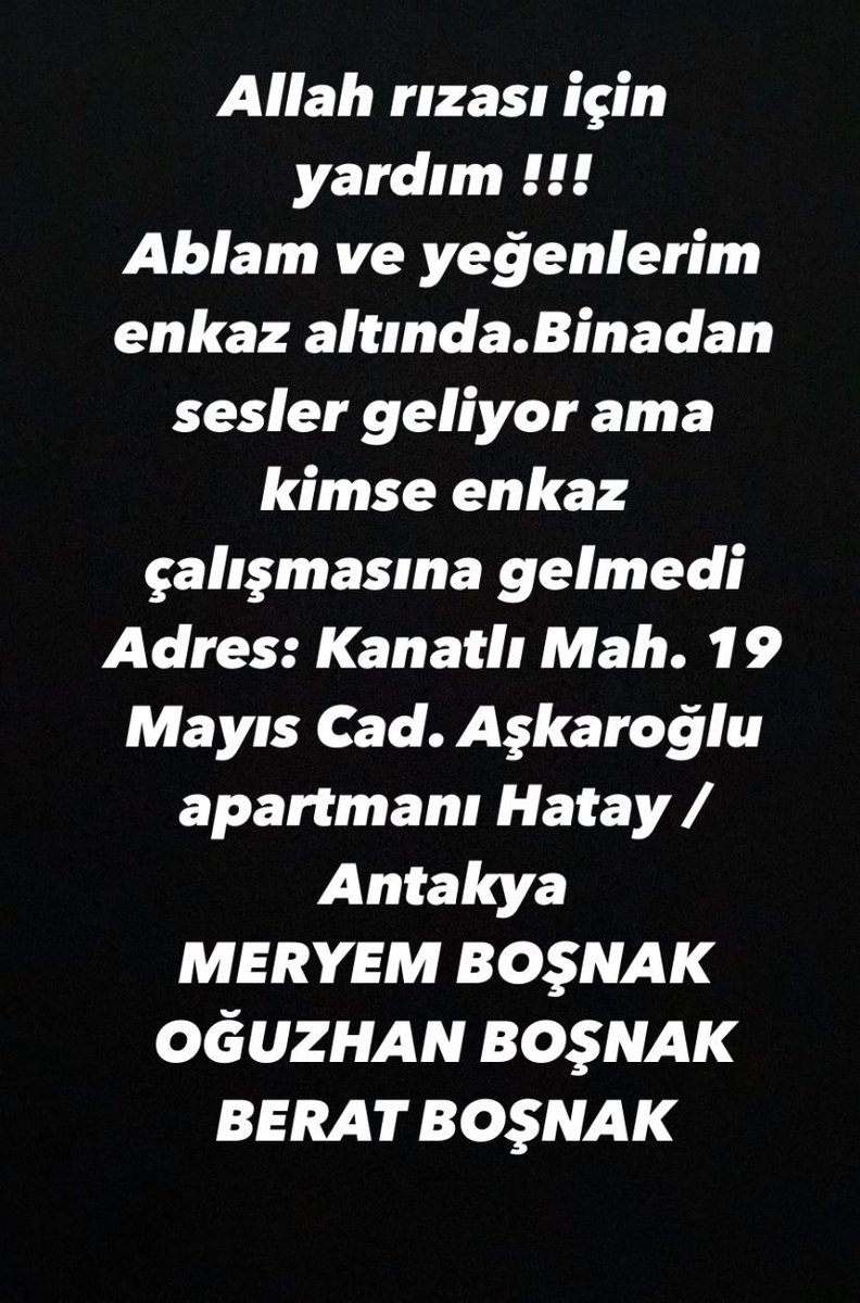 Arkadaşımın ablası 🤲
#hatayyardimbekliyor #deprem #seferberlik #TurkeyEarthquake #TurkeyQuake #HelpTurkey #Turkey