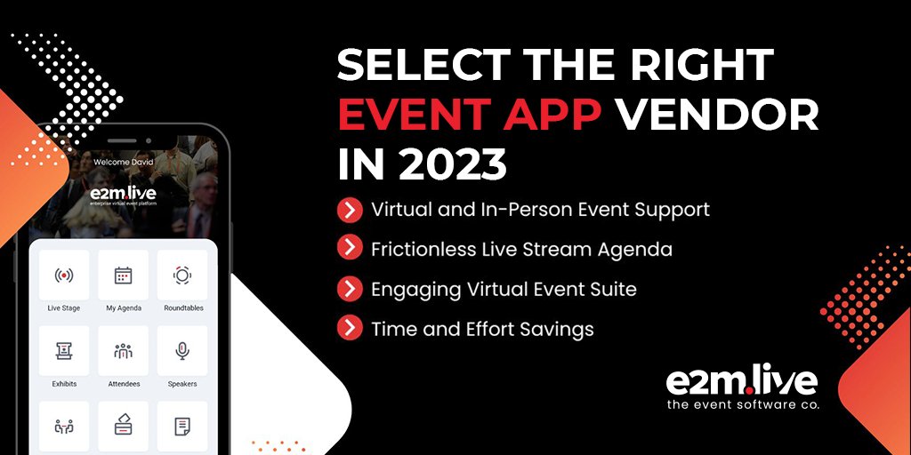 Transform your next employee or customer facing event with e2m.live! 
Our end-to-end Event Experience Platform provides a seamless and engaging experience for attendees.

Read more- bit.ly/3JLrPcY