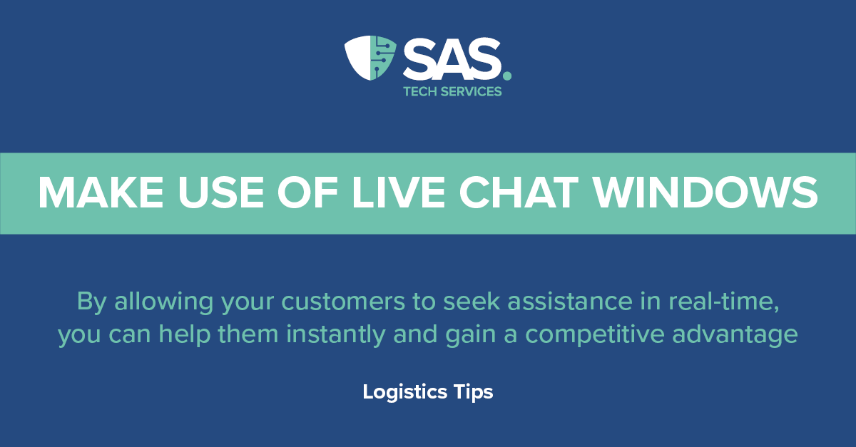 SASTechServices's tweet image. #ServiceDeskSupport tips: enable a live chat window on important web pages 💻 

By allowing your customers to seek assistance in real-time, you can help them instantly and gain a competitive advantage. 

#UKLogistics #LogisticsTips #ManagedServiceProvider #TuesdayTips
