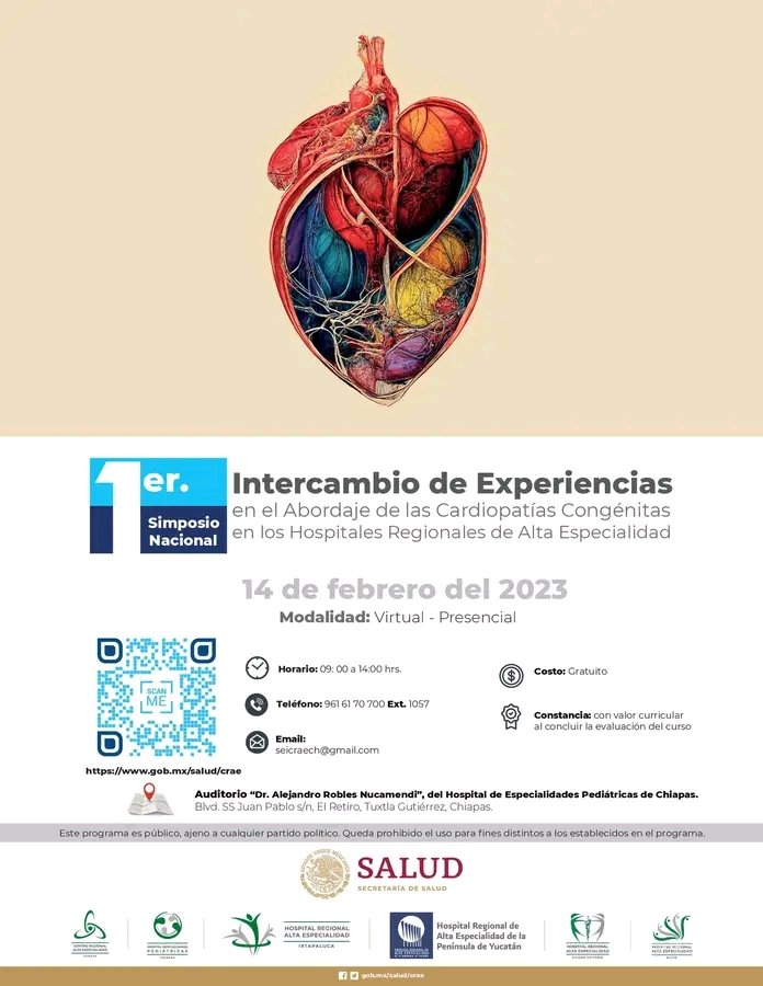 HEPChiapas's tweet photo. ¡Ya viene!
1er Simposio Nacional "Intercambio de experiencias en el abordaje de las #CardiopatíasCongénitas" en los Hospitales Regionales de Alta Especialidad" 
14 de febrero ¡Inscríbete! 
📝 https://t.co/Fud4n3v1kb

#HRAES #HospitalesCCINSHAE @CCINSHAE_mx @rafael_heberto https://t.co/ArBKYq1c6U