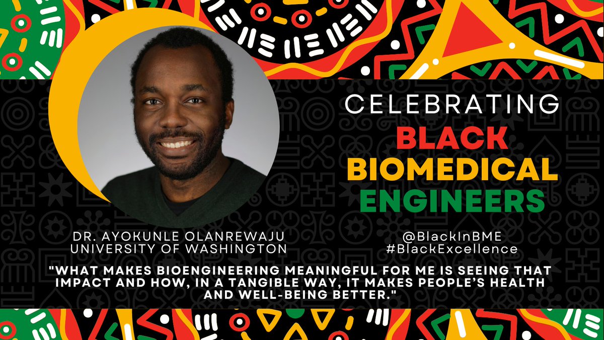Have you done research in multiple countries? Asst Prof @AyokunleOlan (@UWBioE+@ME_at_UW) has and embodies #BlackExcellence in BME. His lab aims to develop automated devices to improve health outcomes at any point of need. RT & submit who you want to see bitly.ws/zCMp