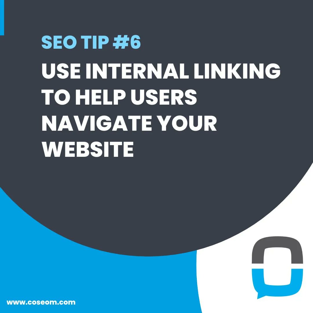 SEO Tip #6: Use internal linking to help users navigate your website. 
 #B2BMarketing #SEO #Search #internallinks #WebsiteTraffic