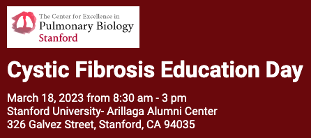 StanfordCEPB's tweet photo. Save the Date: Cystic Fibrosis Education Day
March 18, 2023 β’ 8:30 AM β 3:00 PM
Stanford University- Arillaga Alumni Center
326 Galvez Street, Stanford, CA 94035
Register today:
https://t.co/16qG3JqMja
#CFday #CF #CysticFibrosis #StanfordMedicine https://t.co/eOi7pPUyhr