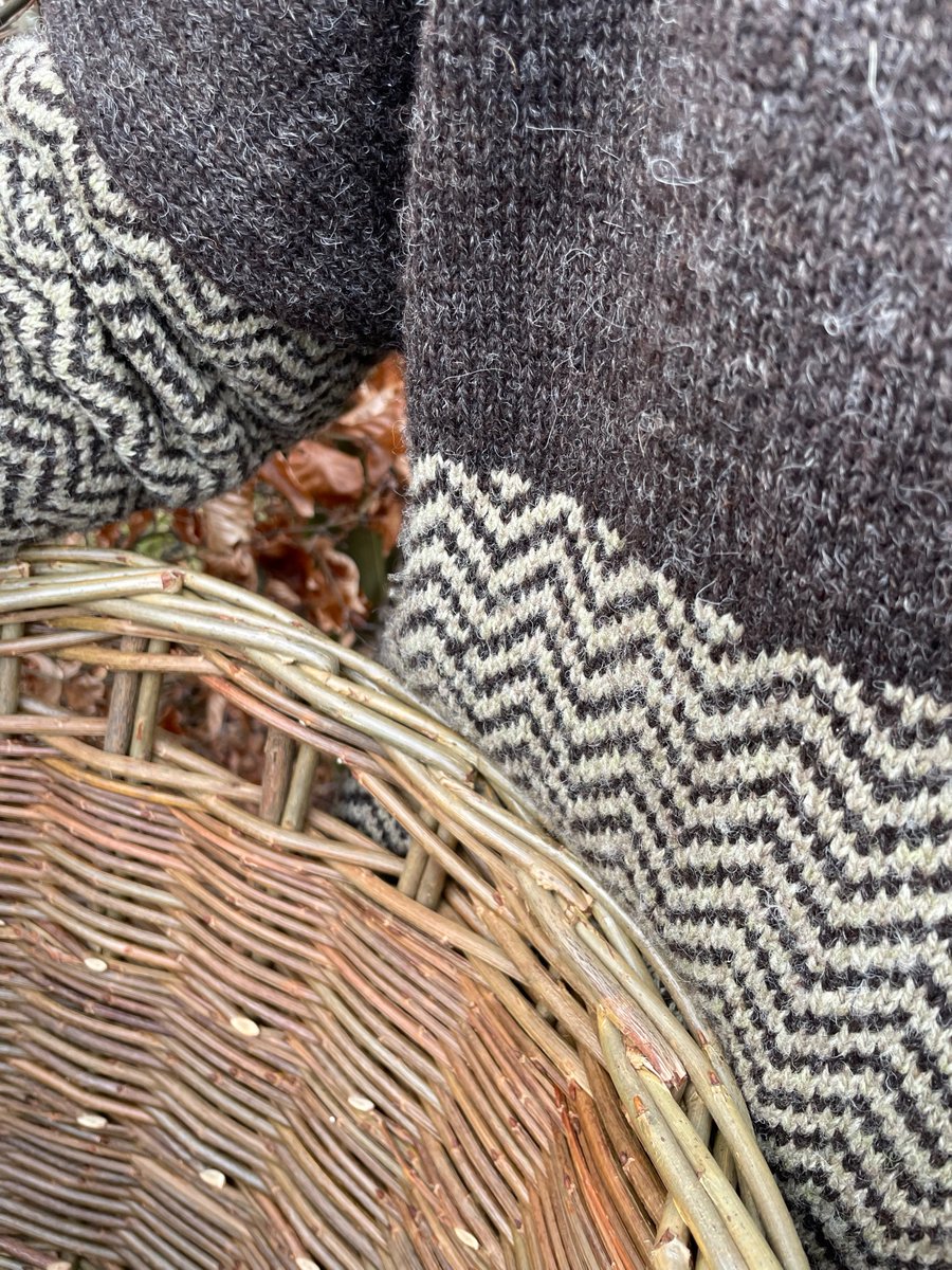 Strangely basket like and reminding me of our families settee from the 70's, the  jumpers I make from our Hebridean sheep's fleece are outrageously cosy.
