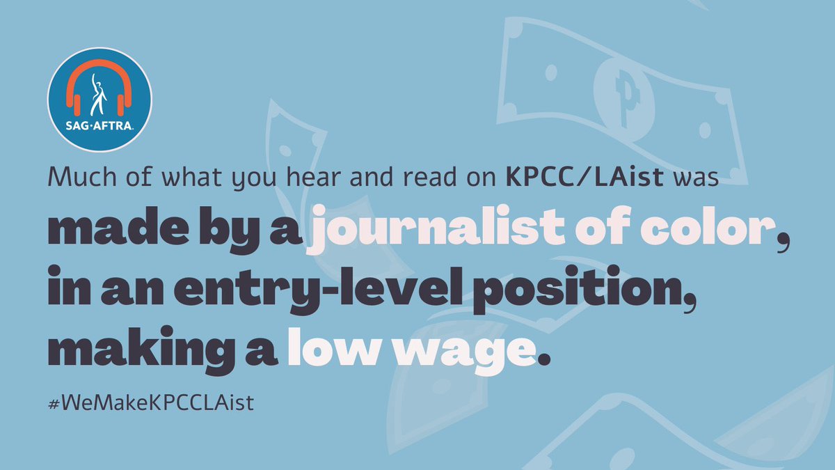 I’ve lived in LA my entire life, with an interest in covering the community, but our outlet’s wages aren’t matching the cost of living here.

Show support & solidarity to those of us at @KPCCLAistUnion as we fight for better wages and more. ✊🏼

#WeMakeKPCCLAist