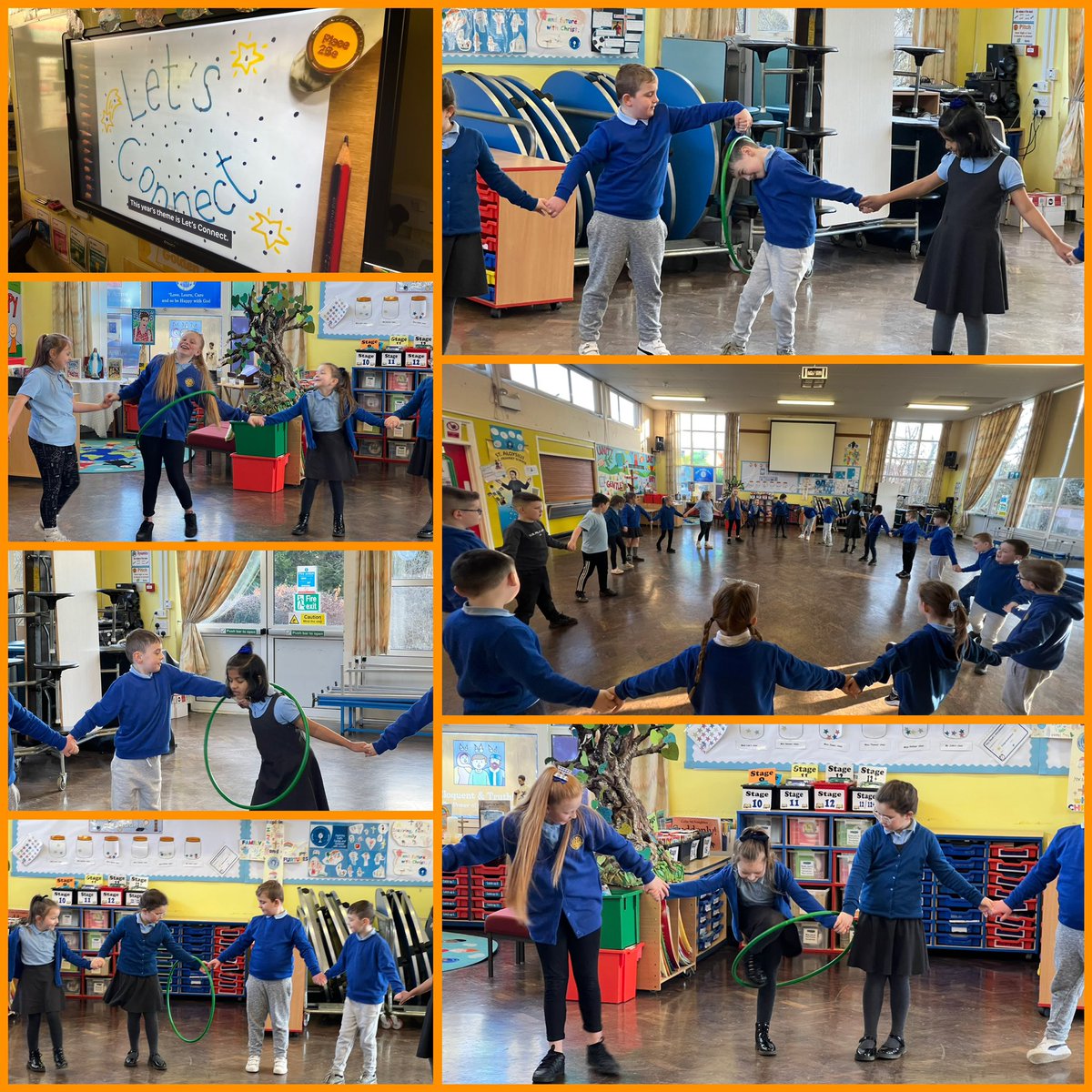 StAloysiusRC's tweet photo. Year 3/4 - Today we took part in #ChildrensMentalHealthWeek and learnt about this years theme ‘Let’s Connect’🧡💻👩🏽🤝👩🏼👩🏼🤝👨🏽 We started off by playing Hula Hoop Connections and considering the different ways we have meaningful connections with others😄 It was fun! #bcawell #bca4 https://t.co/J3dXe9plzi