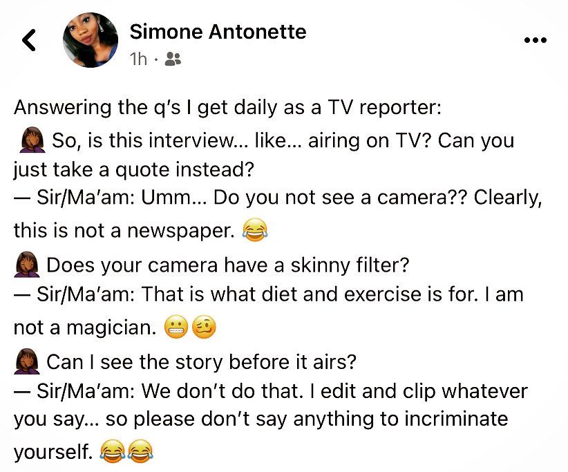 simonejnews's tweet photo. A PSA 🗣 🔈 🔊. This is to help me to help you.🕵🏾‍♀️ 🎥📝 #tvreporter #tvreporterlife #tvreportingdays #journonotes #newsies #interviewtips #interviewquestions #oncamera #reportera #storytime #journalism #womeninmedia #asktherightquestions https://t.co/8AMnXfxngS
