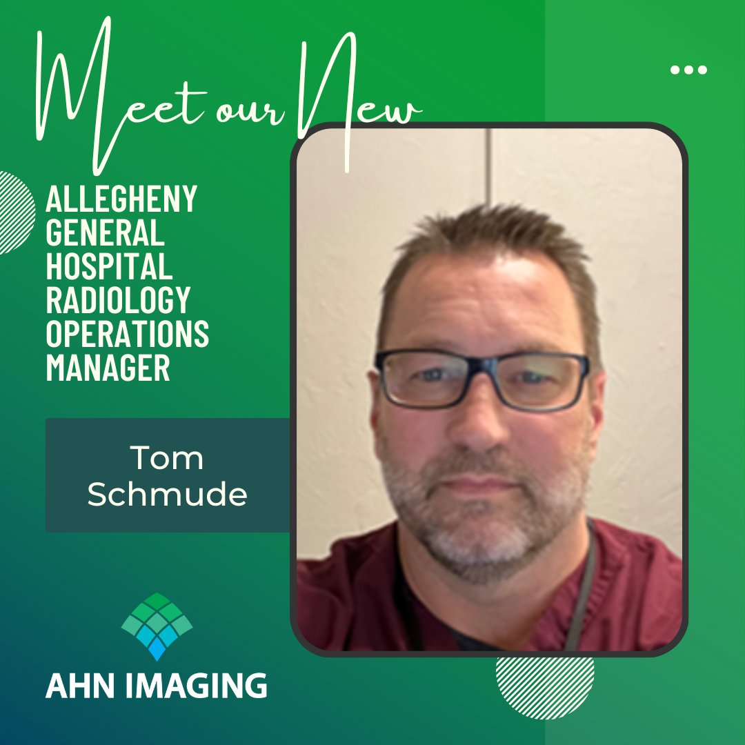 Congratulations to Tom Schmude, who accepted a promotion to the role of Radiology Operations Manager for AHN Allegheny General Hospital.

#AHNImaging @AHNToday @AHNRadRes #AHNForbesHospital #AHNForbes #OperationsManager #Promotion #MovingOnUp