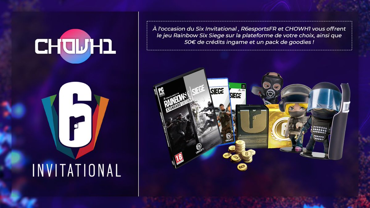 CHOWH1_'s tweet photo. Ultras, Ultrates,

À l'occasion du #SixInvitational, on vous offre avec @R6esports_FR :
- R6S sur la plateforme de votre choix,
- 50€ de crédits ingame,
- Un pack de goodies.

Pour participer :
RT + Follow @R6esports_FR
TAS : 11/02 🍀 https://t.co/CZowaabuTr