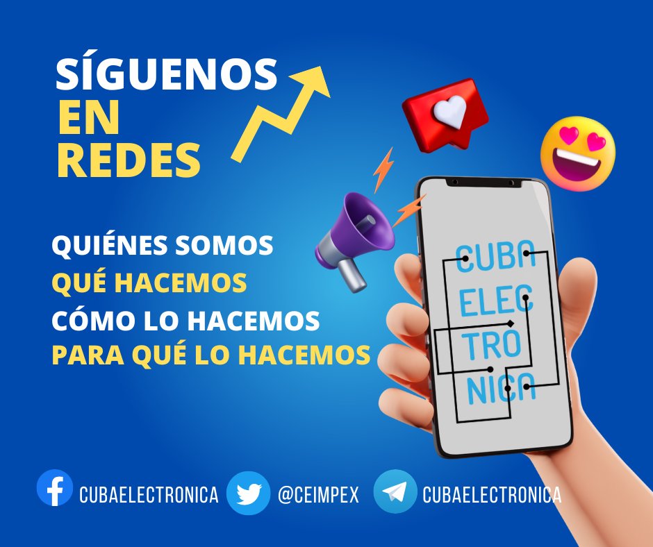 😎🫵Te invito a seguir nuestras redes sociales, espacio donde puedes #comentar 🗣, #sugerir🧐, #compartircontenidos👌 y también #invitar a tus amigos 👥 a formar parte de nuestra comunidad, entonces ... qué esperas? síguenos👇
🧏♀️ Recuerda que eres lo que compartes!
<a href="/GelectCuba/">Gelect</a>