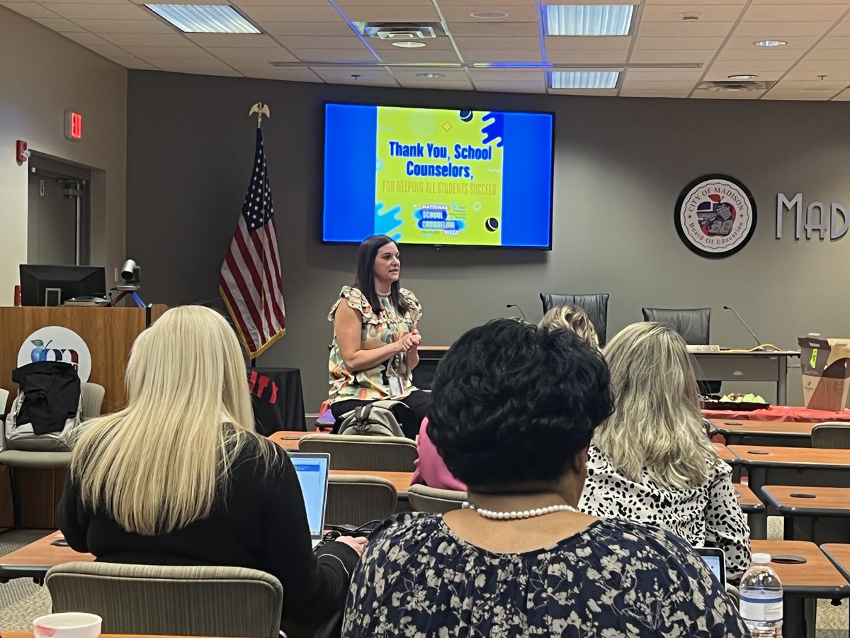 Give a shoutout to all of our counselors in Madison City Schools. Feb. 6-10 is National School Counseling Week (#nscw2023) &amp; MCS certainly has the best. They began a breakfast meet today with a QR code excercise to state why they love their job. #mcslearn #gladtobehere