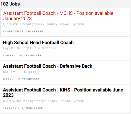 CoachesApp1's tweet photo. 📢📢 Tennessee has over 100 Football Coaching positions available. No need to search for it. Let us do that for you! Click right here ⤵️
https://t.co/jxndRRCLyg https://t.co/N0s6lOEw4Z