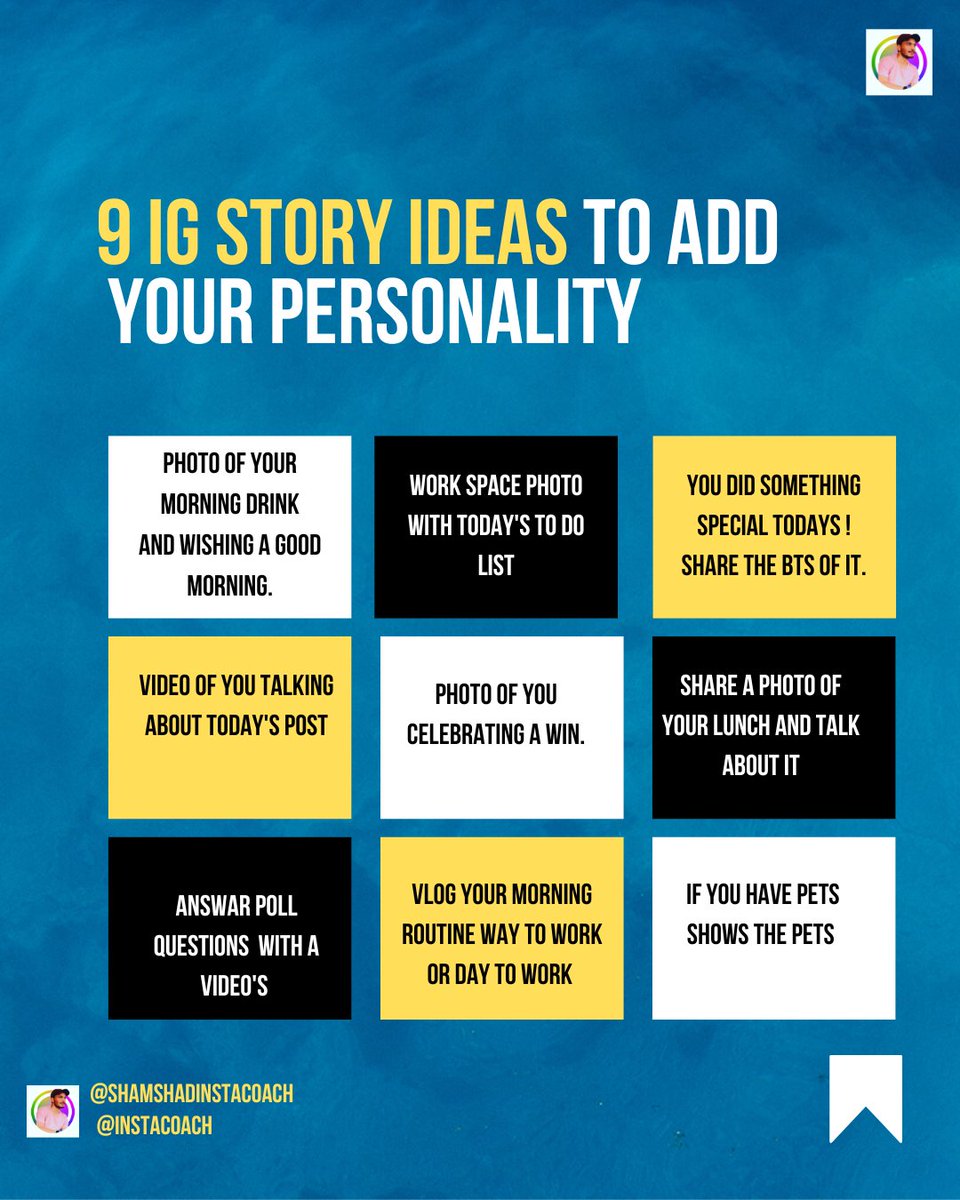 9 ig story ideas to add your personality.
#instagram #iggrowth #DigitalMarketing #BBTitians
