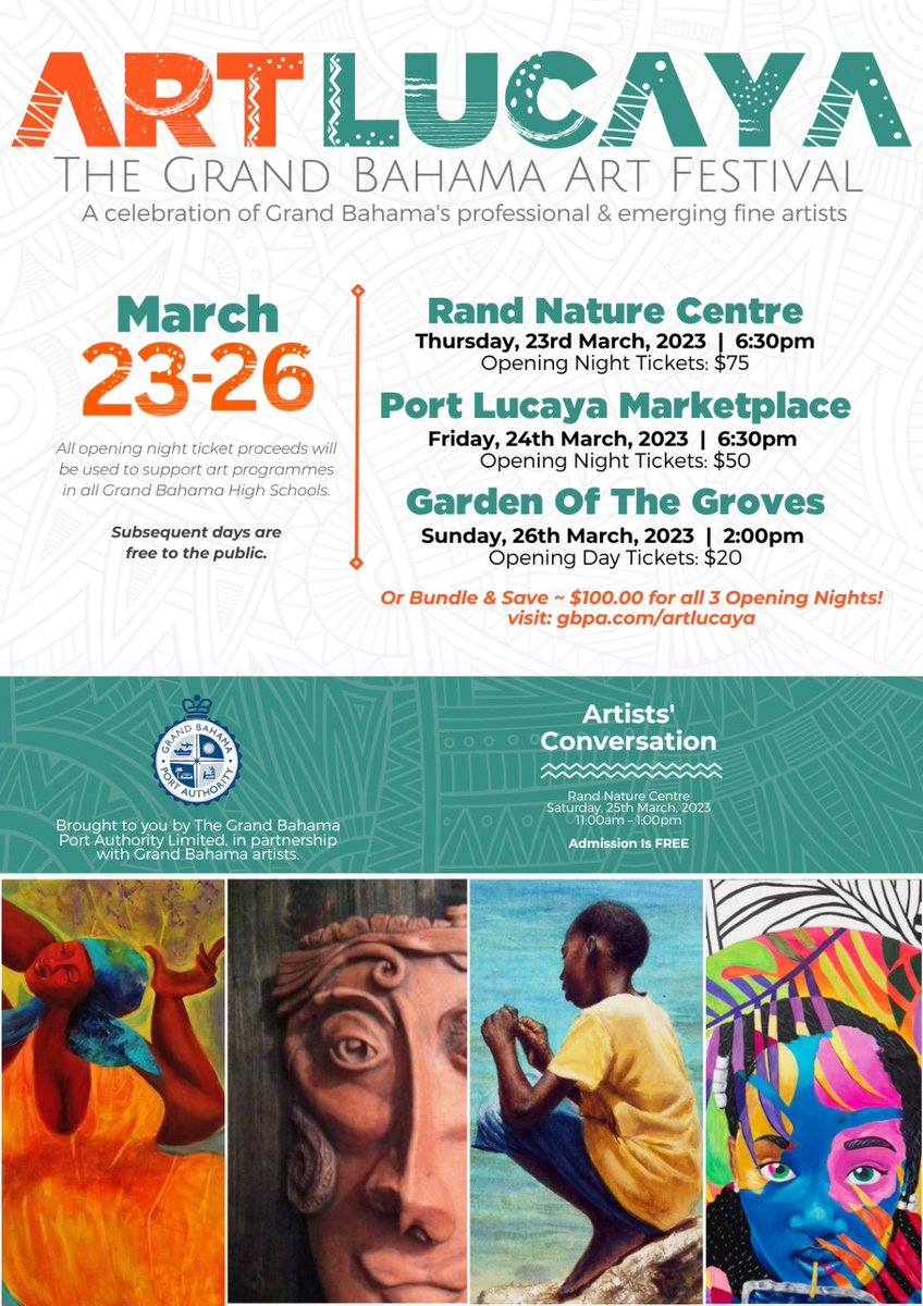 lightburnz_'s tweet photo. Art Lucaya: The Grand Bahama Art Festival

March 23rd - 26th, 2023

I’ll be showcasing @ the Rand Nature Centre on Thursday March 23rd with brand new, never before seen pieces under the theme “Resurgence” along with other established Grand Bahamian artists.👨🏾‍🎨

#artlucaya https://t.co/9gxHY0APiD