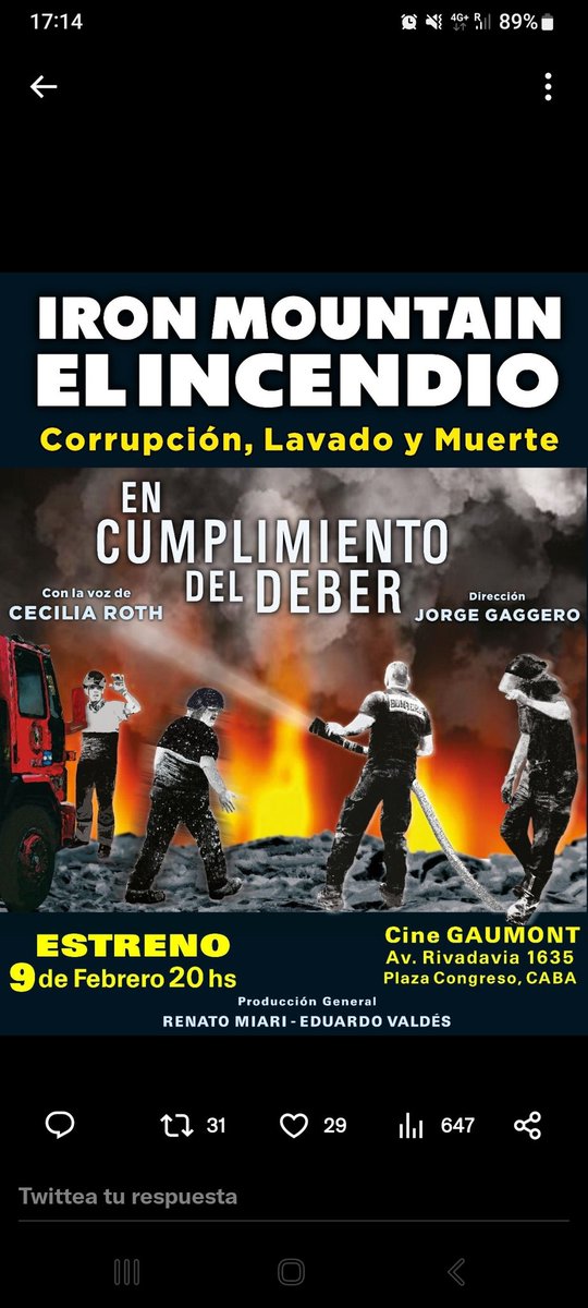 Claudio81877467's tweet photo. El 9/2 estaré ahí con mi balde de agua apoyando x si acaso...A @gcba cuando algo estorba "casualmente" sufre de combustión espontánea. 
@lachechuroth @CineGaumont @INCAA_Argentina @Argentorescult #ironmountain https://t.co/KhYwcMRZBa