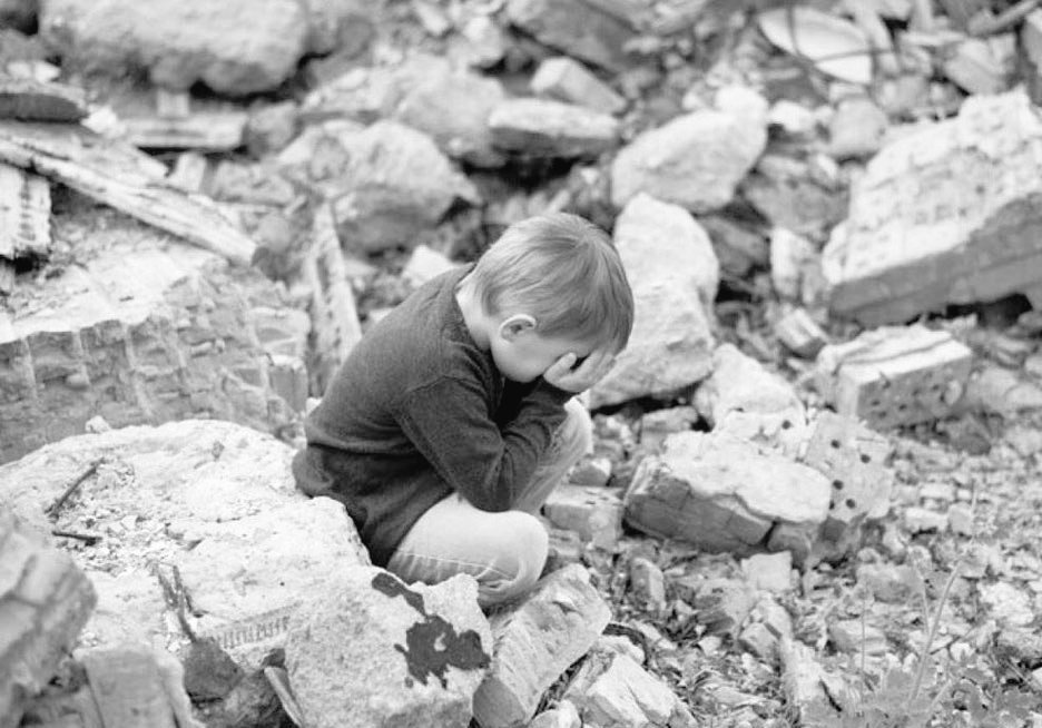 A child in earthquake area. No words