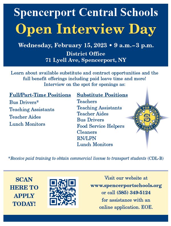Neener1973's tweet photo. If you know me? 
Then you know how I feel about working for Spencerport.  
You should love your job too 💙💛
Check out Open Interview Day. https://t.co/lpUuHrE1tM