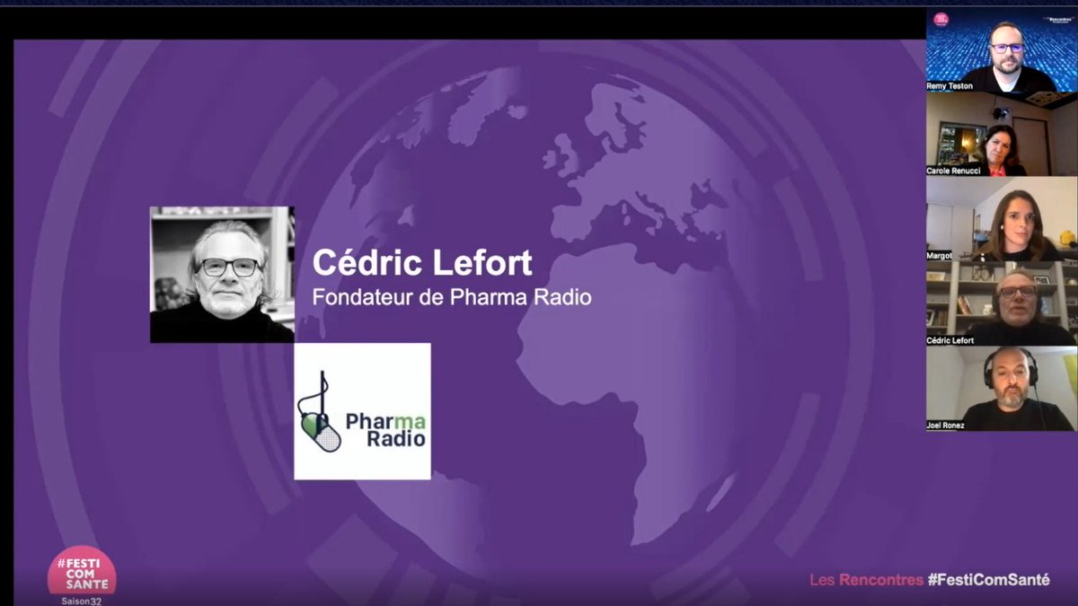 Semaine de la communication santé francophone #FestiComSanté
Rencontre  «#Santé : quelle est la place de l’#audio dans les processus de #communication ?» 
Nos intervenants Cédric Lefort <a href="/pharmaradio/">Pharmaradio votre dose 💊 d'information en 3 min</a>