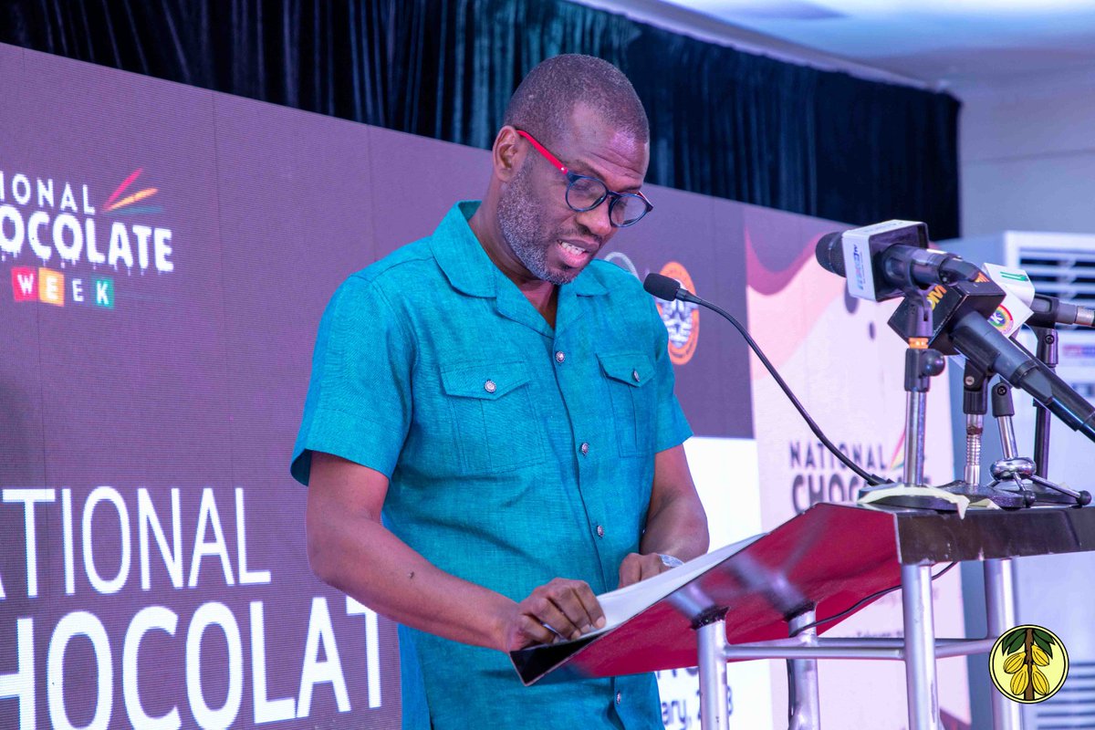 ghcocobod's tweet photo. Scenes from the Launch of the 2023 National Chocolate Week Celebration. #ChocolateCity Accra will open from Saturday, 11 February to Tuesday, 14 February at the Tetteh Quarshie Roundabout. Eat Chocolate 🍫, Stay Healthy 💪🏾, Grow Ghana 🇬🇭 #NationalChocolateWeek @PMacManu https://t.co/B9jee4MiGT