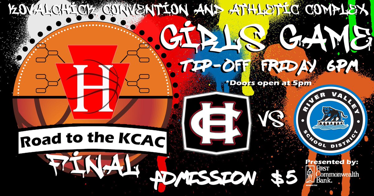 Friday Night at the @KCAC_IUP 

Tickets are available now at the @FinanceBetter Box Office. 

Doors open at 5pm. Scholarships and awards will be presented in between the Girls & Boys games.

#roadtothekcac #highschoolhoops #basketball #playoffs #championship #heritageconference