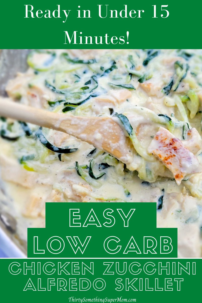 This low carb chicken alfredo recipe is made in under 15 minutes & uses one pan! #easycleanup

You will love the creamy alfredo sauce!

thirtysomethingsupermom.com/chicken-zucchi… 

#keto #recipes #lowcarb #onepanmeals #dinner #chickendinner #ketodiet #Health #protein @johnsoulesfoods #Food #Foodie
