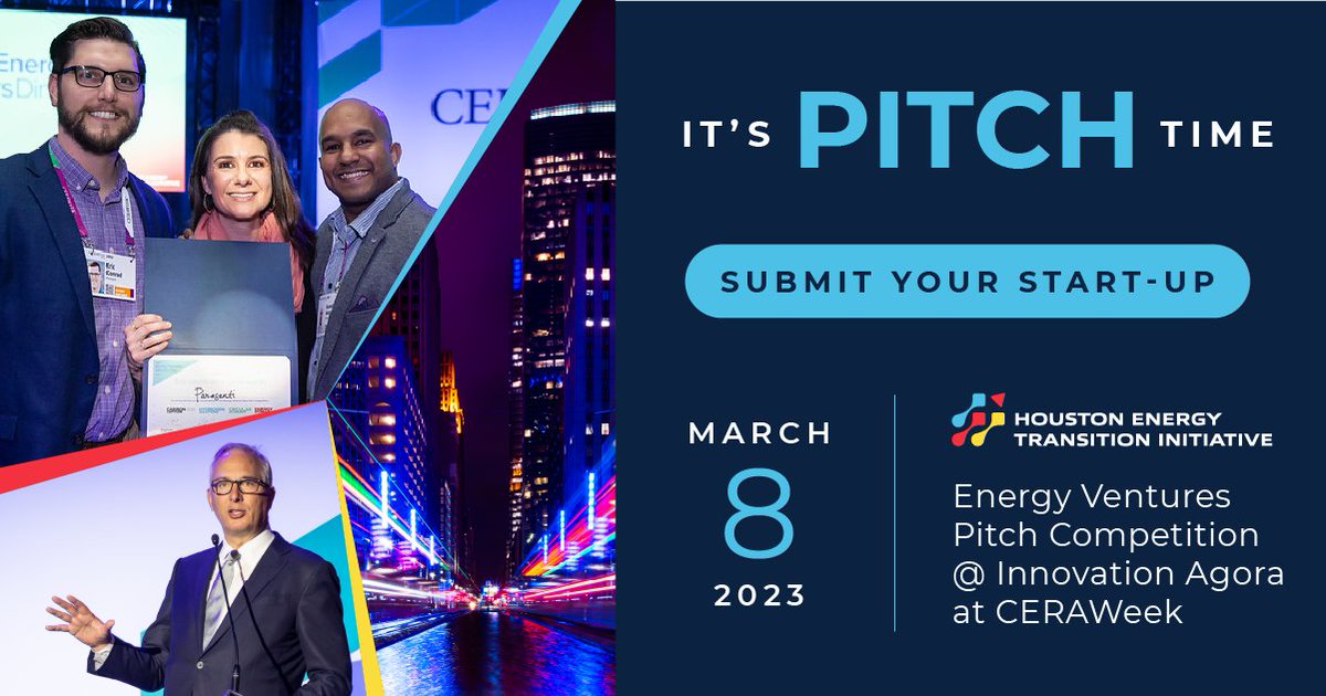 Halliburton Labs (@halliburtonlabs) on Twitter photo Calling all #startups! The HETI Energy Ventures #PitchCompetition returns this March for <a href="/CERAWeek/">CERAWeek</a> Apply NOW to pitch to 1000+ investors and innovators!
Applications close Feb 9: bit.ly/3XbO12U
<a href="/GHPartnership/">Greater Houston Partnership</a> <a href="/GreentownLabs/">Greentown Labs</a> <a href="/ricealliance/">Rice Alliance</a> <a href="/HalliburtonLabs/">Halliburton Labs</a> @TheIonHouston Calling all #startups! The HETI Energy Ventures #PitchCompetition returns this March for <a href="/CERAWeek/">CERAWeek</a> Apply NOW to pitch to 1000+ investors and innovators!
Applications close Feb 9: bit.ly/3XbO12U
<a href="/GHPartnership/">Greater Houston Partnership</a> <a href="/GreentownLabs/">Greentown Labs</a> <a href="/ricealliance/">Rice Alliance</a> <a href="/HalliburtonLabs/">Halliburton Labs</a> @TheIonHouston