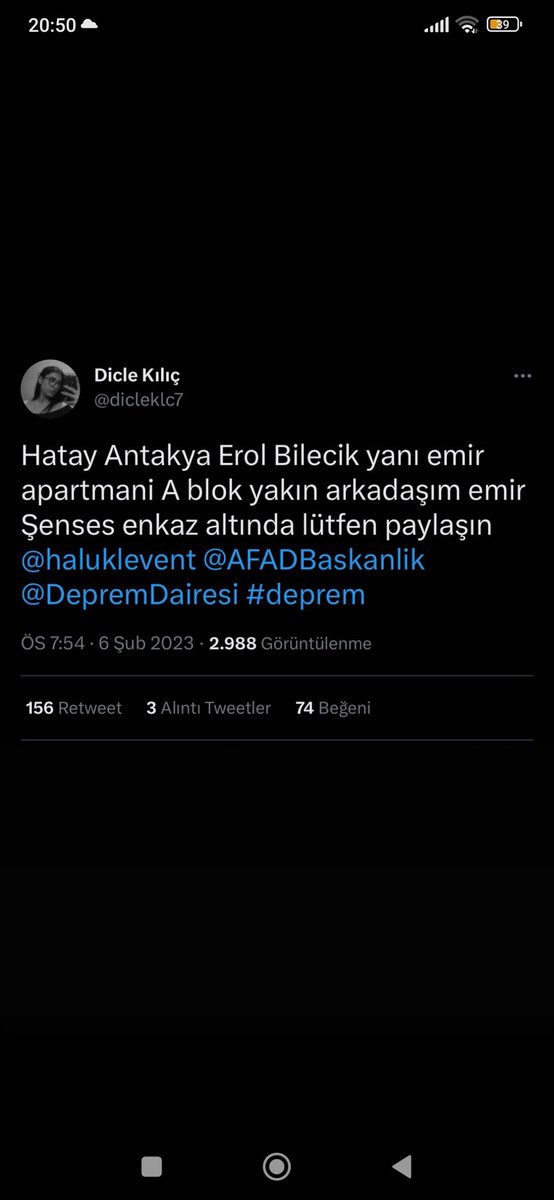_ebrar0671's tweet photo. @PincTivi @AFADBaskanlik @haluklevent @OguzhanUgur @OsmaniyeValilik @HatayBSB 
#YARDIM #deprem #OsmaniyeDeprem #HatayıKaderineTerkEtme https://t.co/ga7LVUtxZ0