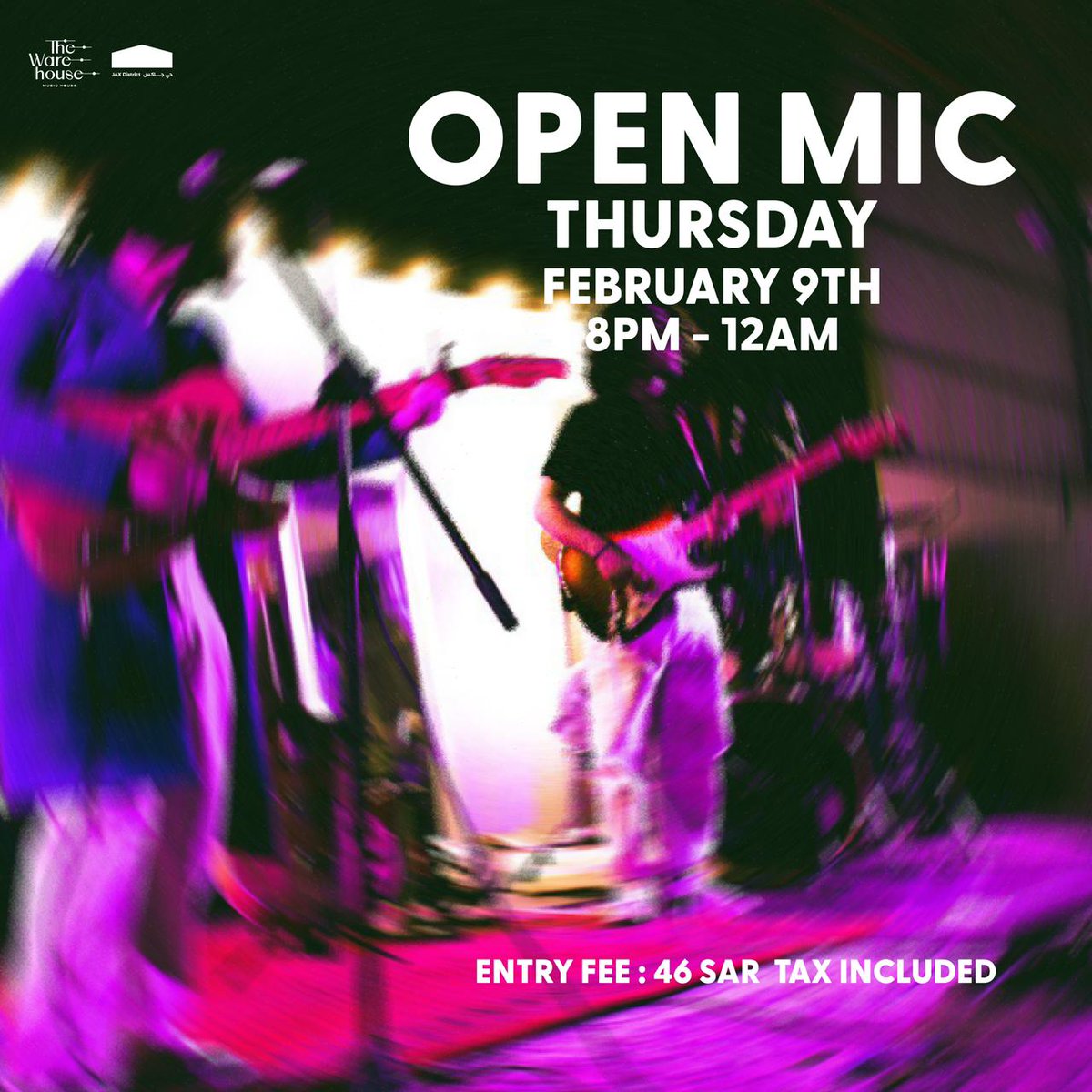 متحمسين نشوفكم تطلعون مواهبكم على مسرح الويرهاوس في ليلة الاوبن مايك🔥
تغني او تعزف على اي آله المسرح لك 🎶🎙

اوبن مايك الويرهاوس
📅الخميس ٩ فبراير
💵سعر التذكرة: ٤٦ ريال
لتسجيل الحضور او المشاركه الرابط في الباي