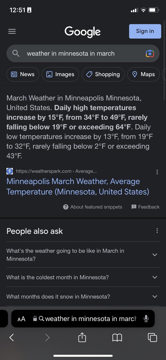 Going to Minnesota in March and I just looked at the weather there and have concluded that I’m gonna die https://t.co/HzvSUHQNmO