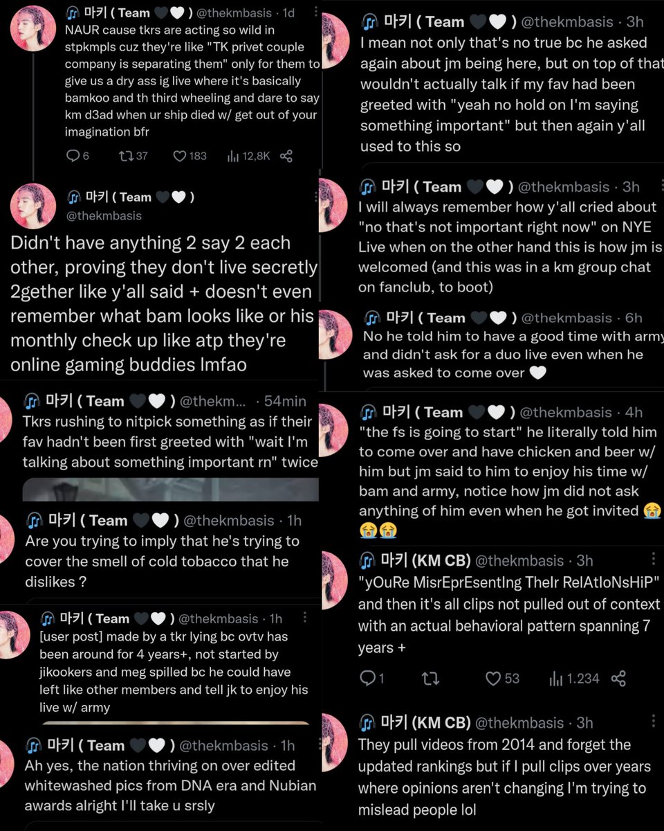 SnipeForV's tweet photo. 🚨 thekmbasis as usual fr34king out and making multiple tweets about 🐯 (even more than the member who was doing an live).

As always acting like an obsessed sick, and armys keep giving engagement to that person. Please MASS REPORT AND BLOCK! 🚨

📍https://t.co/yH8CrKZ27q https://t.co/mLFtlzVd5n