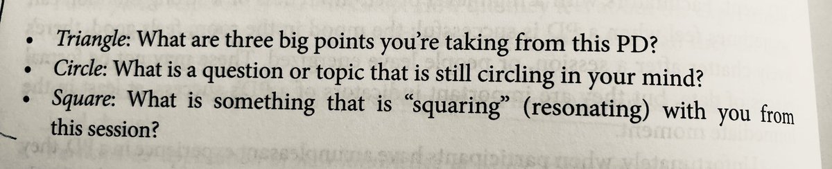 CarrieWihbey's tweet image. Great exit ticket idea: triangle/circle/square for use with PD or possibly even for work with students from @brightmorningtm @lcctchr