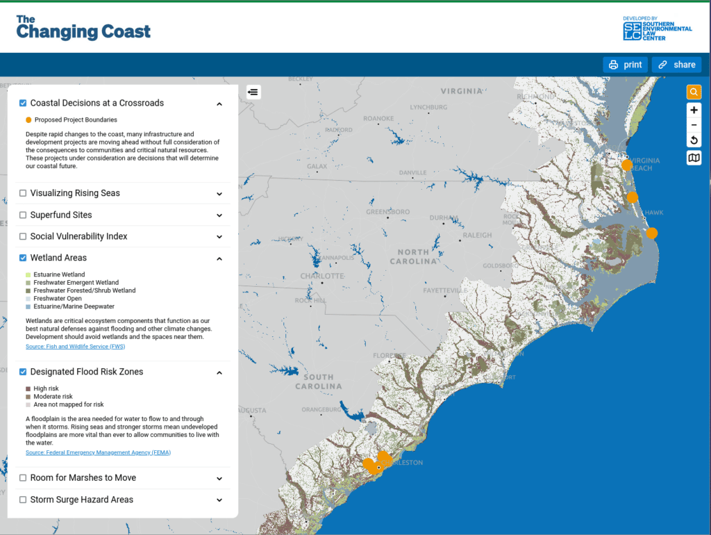 stamen's tweet photo. New blog post: "Mapping the Changing Coast with the Southern Environmental Law Center." In 2022 we sat down with @JovianPfeil from @selc_org  to talk about our collaboration on "The Changing Coast" &amp; the work Jovian does more broadly.  Read the transcript: https://t.co/jvw7Xs2JAQ https://t.co/9APKSJT1Z2