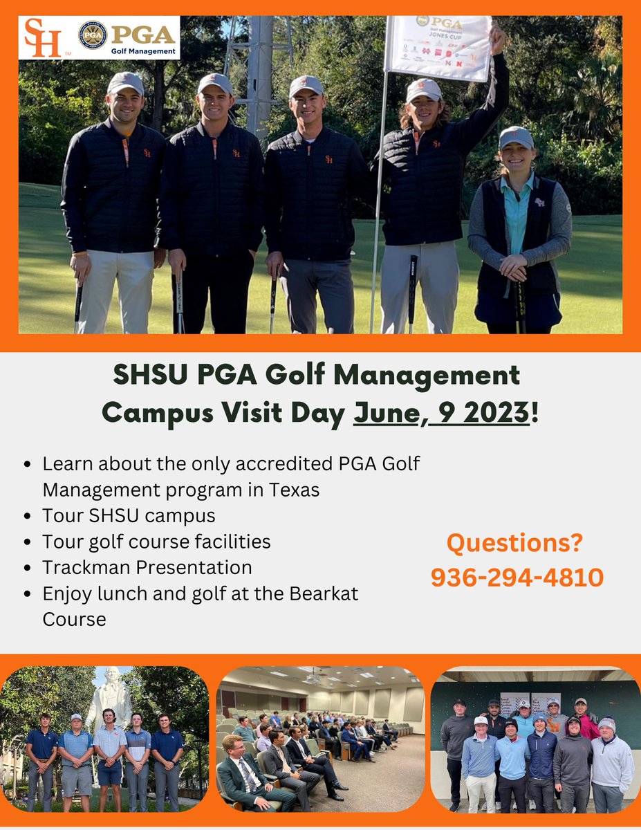 Interested in a career in golf? Signup for our Campus Visit Day to learn more! Register👉🏼kstewart@shsu.edu
