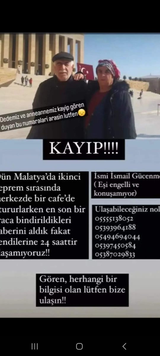 Malatya'da 2 akrabamız kayıp
Adanadakilere sevinirken ateş baba ocağından geldi.Insallah bulunurlar yayalım arkadaşlar