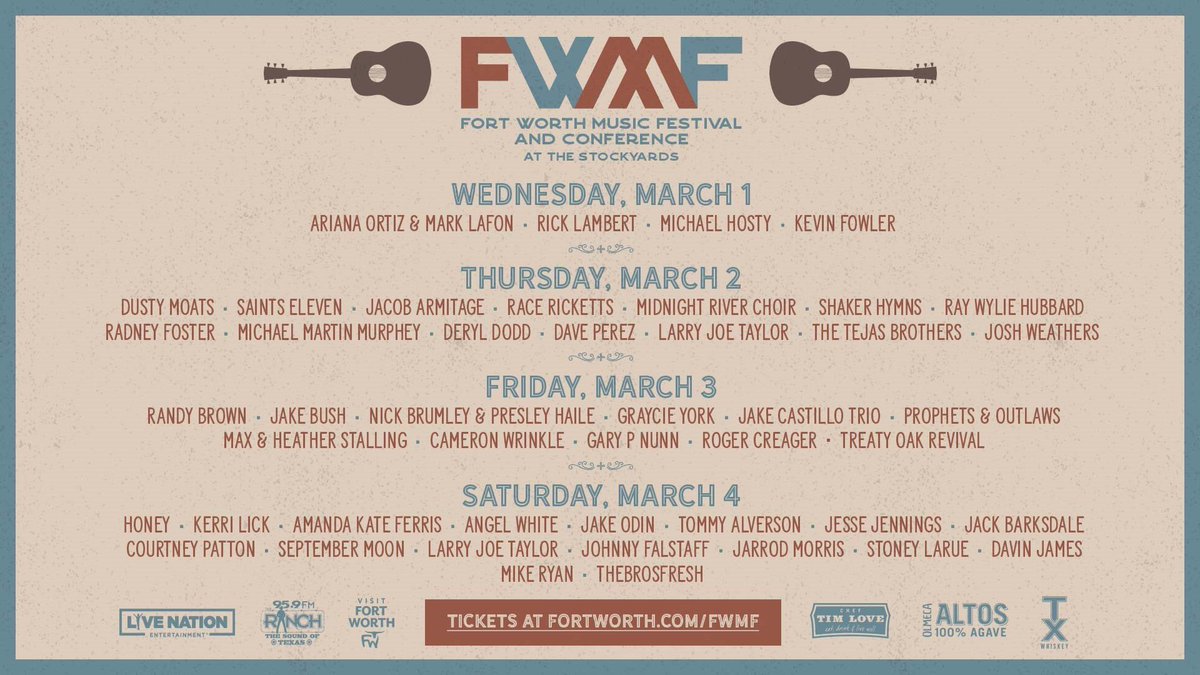 jarmitage_music's tweet photo. Pumped to announce I’ll be joining the lineup for the Fort Worth Music Fest 🎶
Come hang at Tannahill’s on 3/2 at 5pm!
@LiveNation @959theranch @VisitFortWorth @cheftimlove @AltosTequila @TXWhiskey #fwmf https://t.co/CmjhvyRoDD
