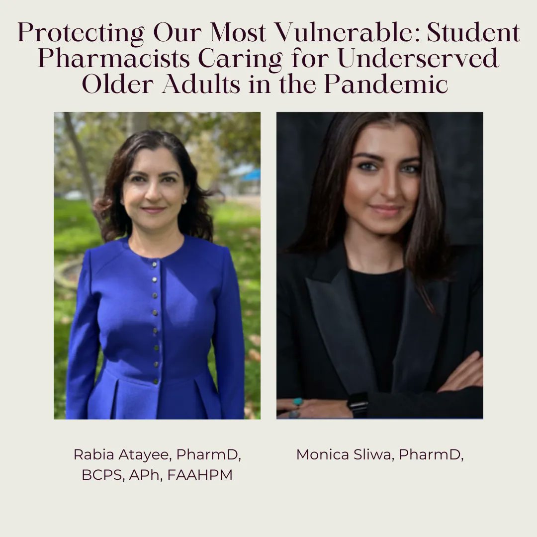 UC San Diego Skaggs School of Pharmacy (@ucsdpharmacy) on Twitter photo Associate Dean @RabiaAtayee and alumna <a href="/SliwaMonica/">Monica Sliwa</a> recently published an article with <a href="/UCI_SPPS/">UCI School of Pharmacy & Pharmaceutical Sciences</a> Associate Dean <a href="/DrJonWatanabe/">Jonathan H. Watanabe</a> entitled "Protecting Our Most Vulnerable: Student Pharmacists Caring for Underserved Older Adults in the Pandemic."
Read more via the link in our bio! Associate Dean @RabiaAtayee and alumna <a href="/SliwaMonica/">Monica Sliwa</a> recently published an article with <a href="/UCI_SPPS/">UCI School of Pharmacy & Pharmaceutical Sciences</a> Associate Dean <a href="/DrJonWatanabe/">Jonathan H. Watanabe</a> entitled "Protecting Our Most Vulnerable: Student Pharmacists Caring for Underserved Older Adults in the Pandemic."
Read more via the link in our bio!