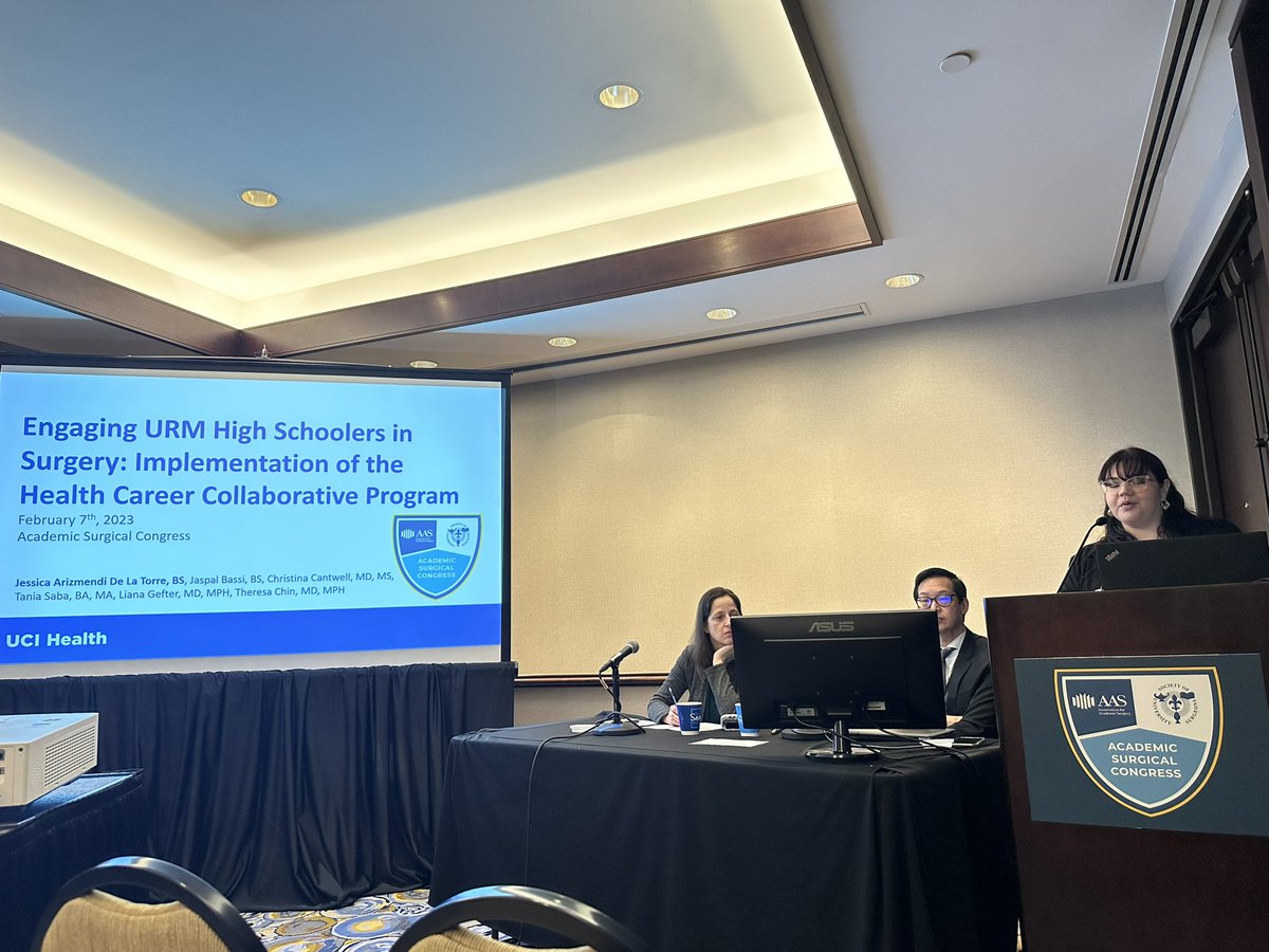 DrTerri25's tweet photo. Fantastic talk by Jessica Arizmendi De La Torre about our experience with @HealthCareerCol at @UCIrvineSurgery! @lgefter @AmCollSurgeons /Operation Giving Back @gttefera @pturnermd https://t.co/QKEVuQe4Zw