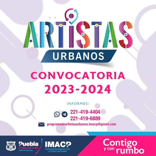 ¿Eres un artista urbano o conoces a alguien que lo sea? Ya está abierta la convocatoria para la nueva edición del Programa Artistas Urbanos.

📲Consulta las bases: bit.ly/3JR6MG4
#ContigoYConRumbo