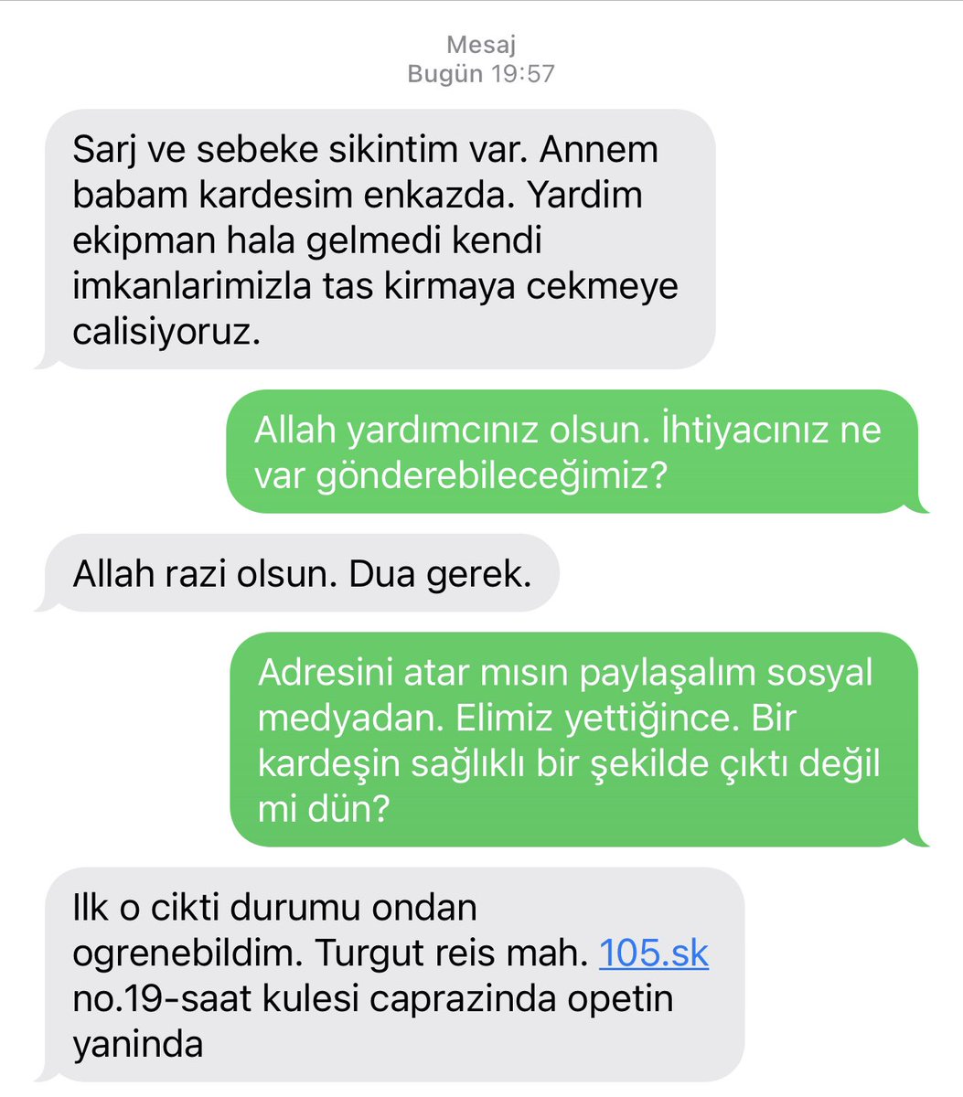 Arkadaşımın annesi babası ve kardeşi hala enkaz altında. 40 saattir tek bir yardım ekibi ulaşmamış. Lütfen yardım edin. #adıyaman Furkan Ketenci  +90 (531) 728 82 64 <a href="/AFADBaskanlik/">AFAD</a> <a href="/AFAD_Adana/">Adana AFAD</a> <a href="/ahbap/">Ahbap</a> <a href="/OguzhanUgur/">Oğuzhan Uğur</a> <a href="/Gokhenks/">Gökhan Yıldırım</a>