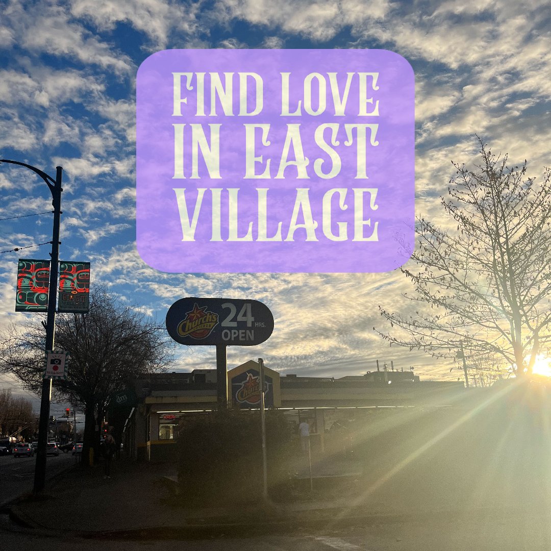 Maybe you love chicken? @ChurchsChicken Open 24hrs to help keep you searching for loooove in the East Village #findlove #loveyourcity #eastvillagevan #hastingssunrise #grandviewwoodland