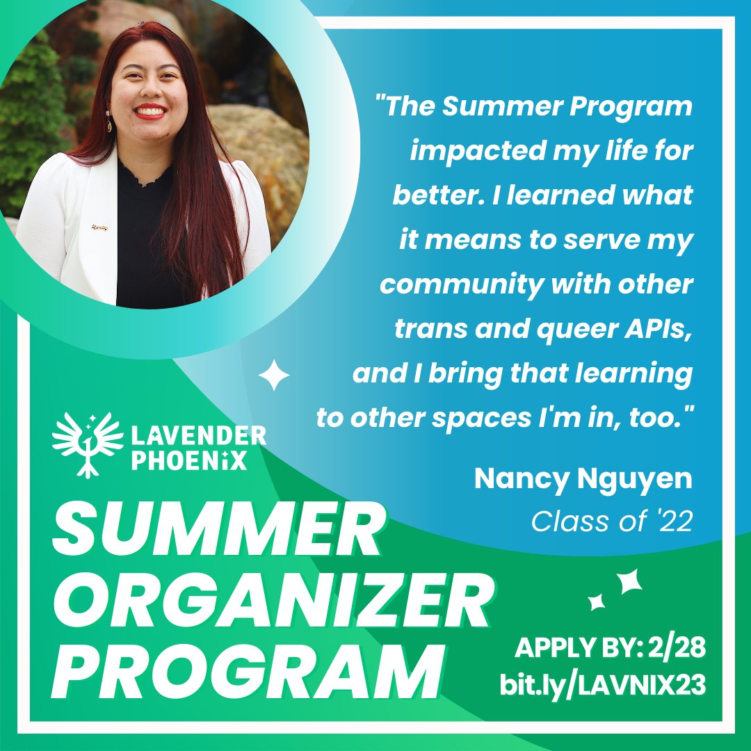 “I learned what it means to serve my community with other trans and queer APIs, and I bring that learning to other spaces, too.” - Nancy Nguyen 📣 Are you a young trans and queer API, ready to fight for a liberated world? Apply at bit.ly/LAVNIX23 by February 28th! ⭐