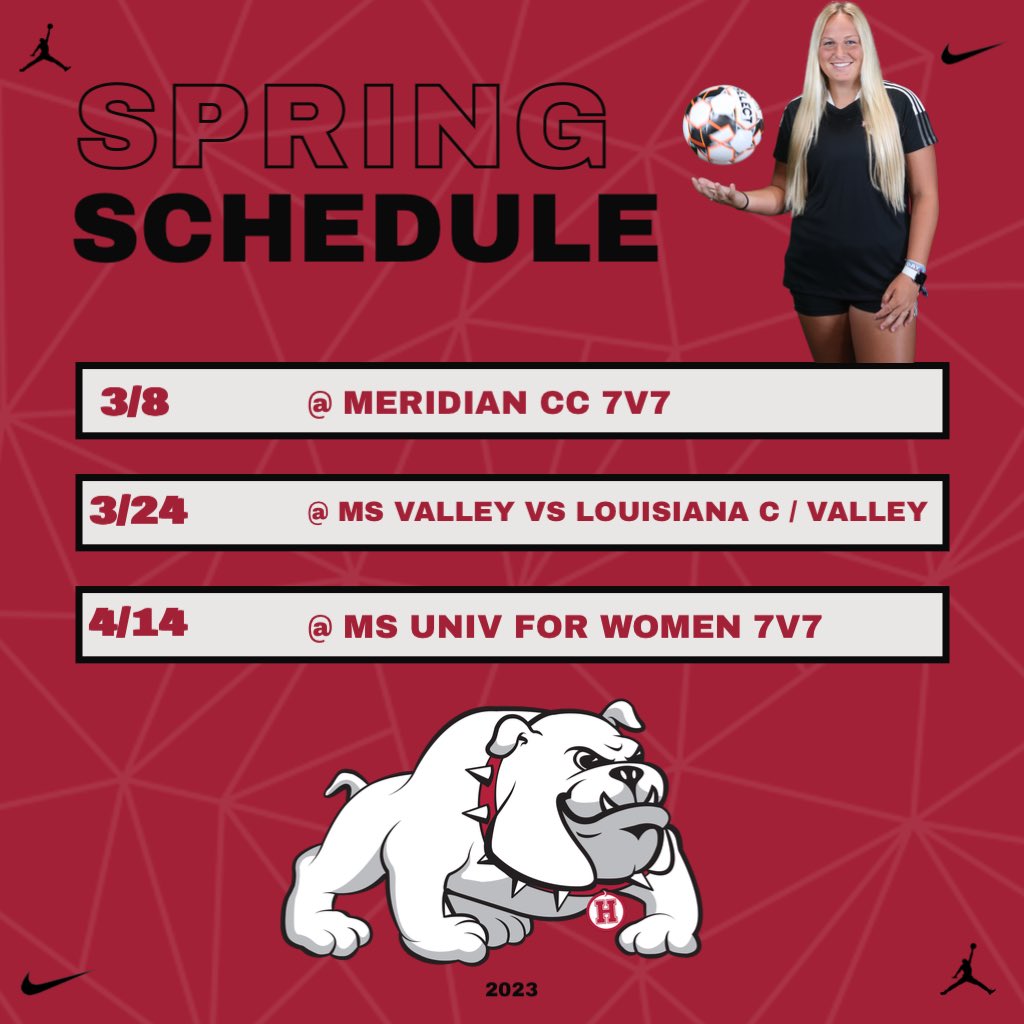 holmeswsoc's tweet photo. Here is what you were all waiting for ! Your Lady Bulldogs spring schedule is up ! Tons of fun to look forward too. The preparation is the key ! #DogsGottaEat #NPLH #SpringSchedule #Nike #Jordan https://t.co/oJS7RCrSW8