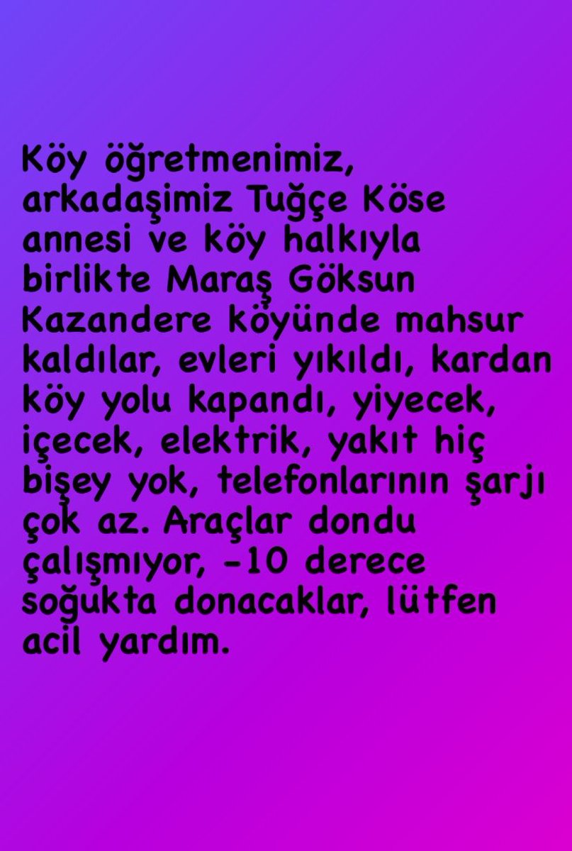hazelalknn's tweet photo. @AFADBaskanlik @ahbap @tcmeb @DepremDairesi @Kizilay https://t.co/dTN3fdKr2g
