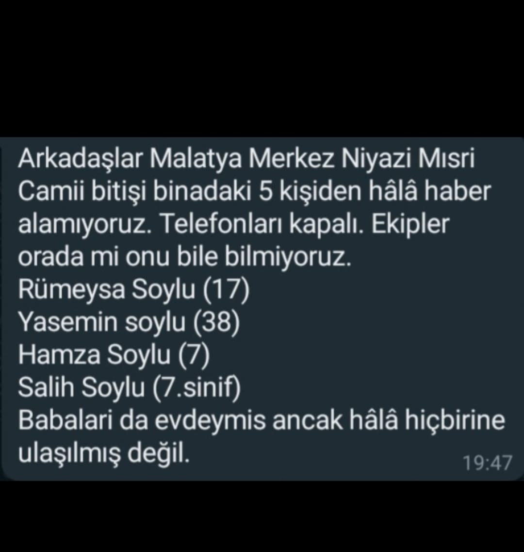 #Malatya <a href="/haluklevent/">Haluk Levent ( Ahbap Ekibi )</a> <a href="/OguzhanUgur/">Oğuzhan Uğur</a> #deprem <a href="/ahbap/">Ahbap</a> 

Destek olalım.